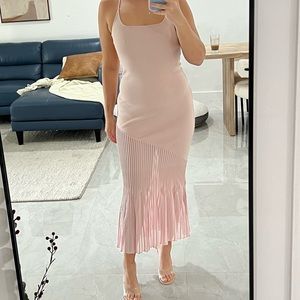 Pink asymmetrical midi dress
